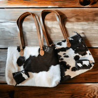 Bundle Deal -The Highlands Cowhide Large Tote  + Cowhide Credit Card Wallet - Ranch Junkie Mercantile LLC