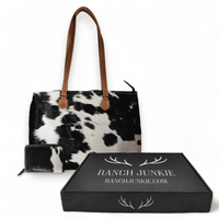 Bundle Deal -The Highlands Cowhide Large Tote  + Cowhide Credit Card Wallet - Ranch Junkie Mercantile LLC