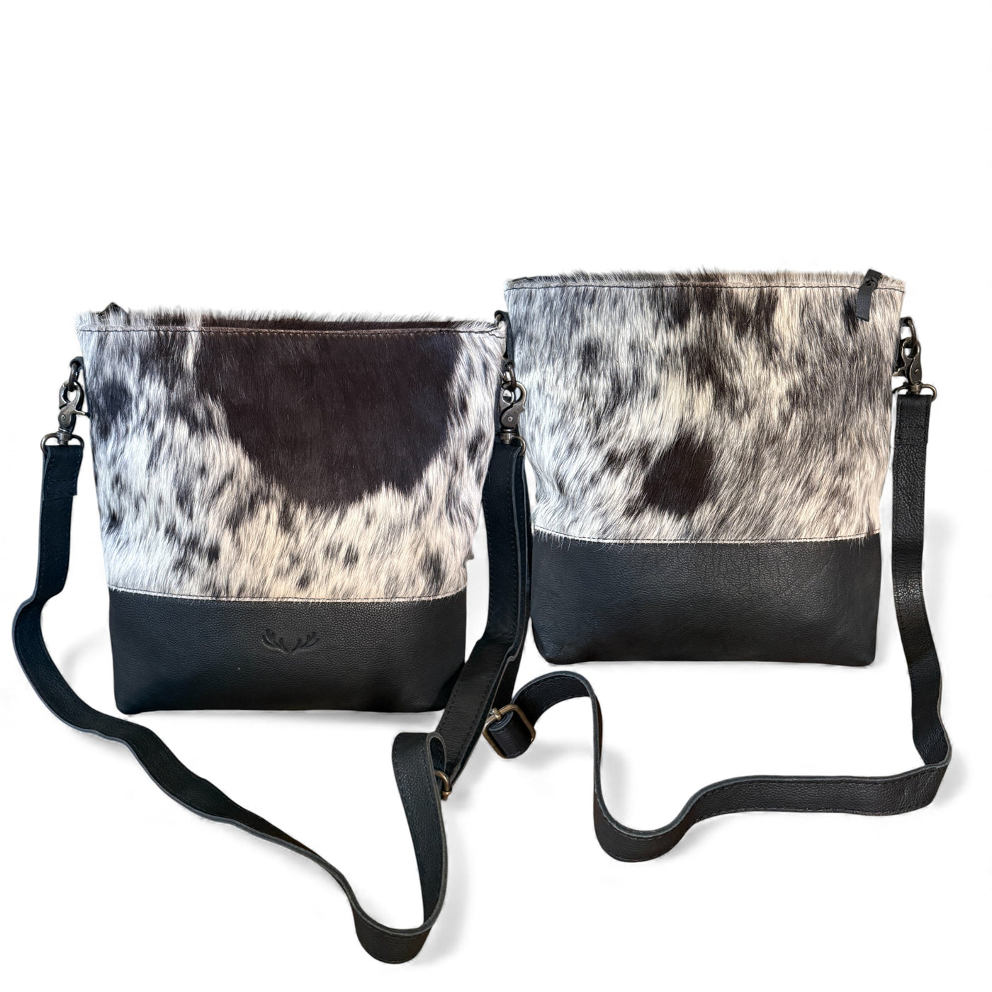 Genuine Cowhide Large Crossbody Bag Black Crossbody Highlands Purse - Ranch Junkie Mercantile LLC 