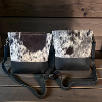 Genuine Cowhide Large Crossbody Bag Black Crossbody Highlands Purse - Ranch Junkie Mercantile LLC 