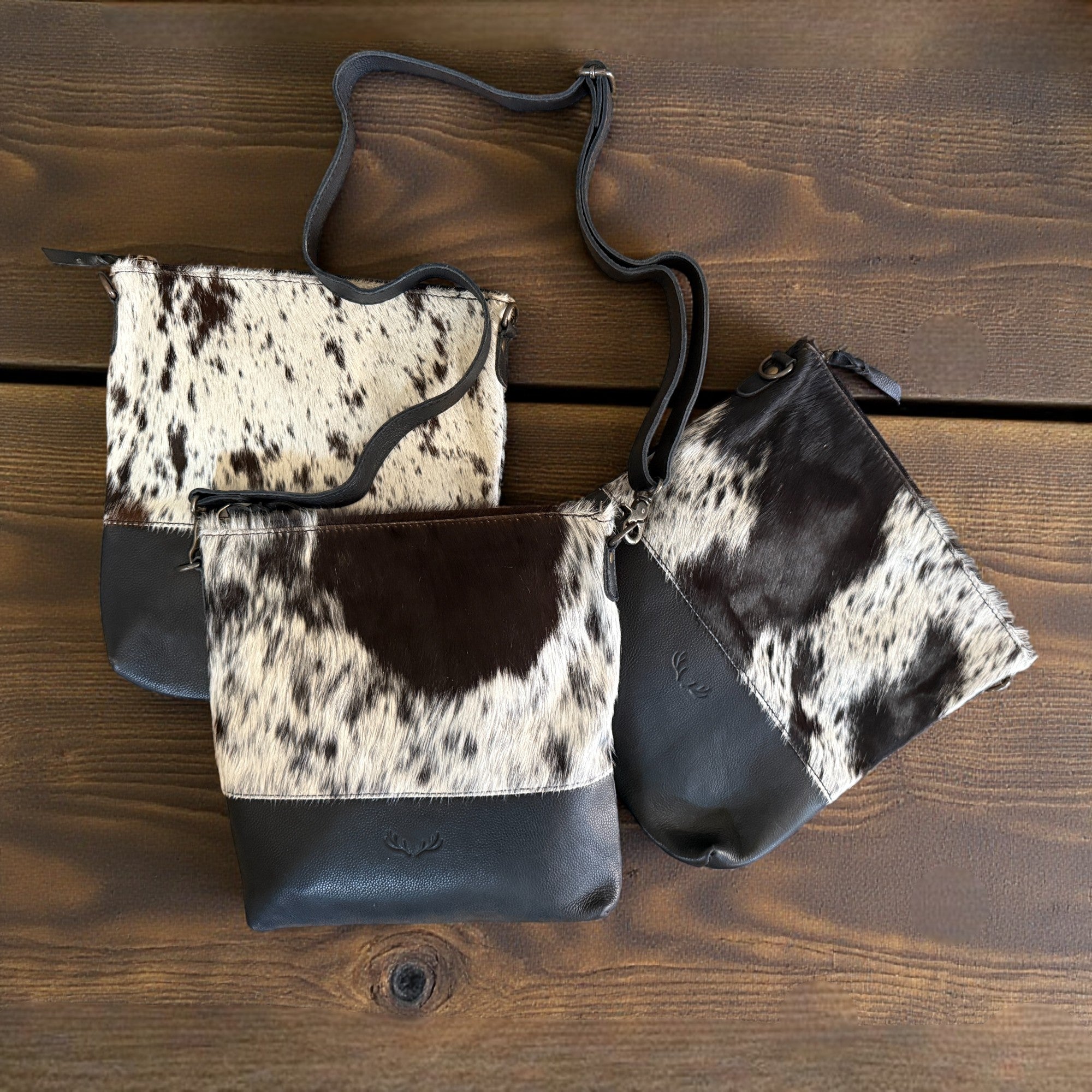 Genuine Cowhide Large Crossbody Bag Black Crossbody Highlands Purse - Ranch Junkie Mercantile LLC 