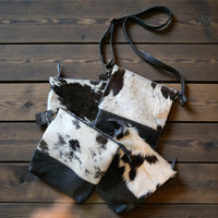 Genuine Cowhide Large Crossbody Bag Black Crossbody Highlands Purse - Ranch Junkie Mercantile LLC 