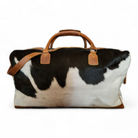 Bundle Deal Black Highlands Large Genuine Cowhide Weekender Duffel Bag+ Black Cosmetic Pouch Highlands Cowhide Makeup Bag - Ranch Junkie Mercantile LLC 