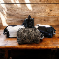 Bundle Deal Black Highlands Large Genuine Cowhide Weekender Duffel Bag+ Black Cosmetic Pouch Highlands Cowhide Makeup Bag - Ranch Junkie Mercantile LLC 
