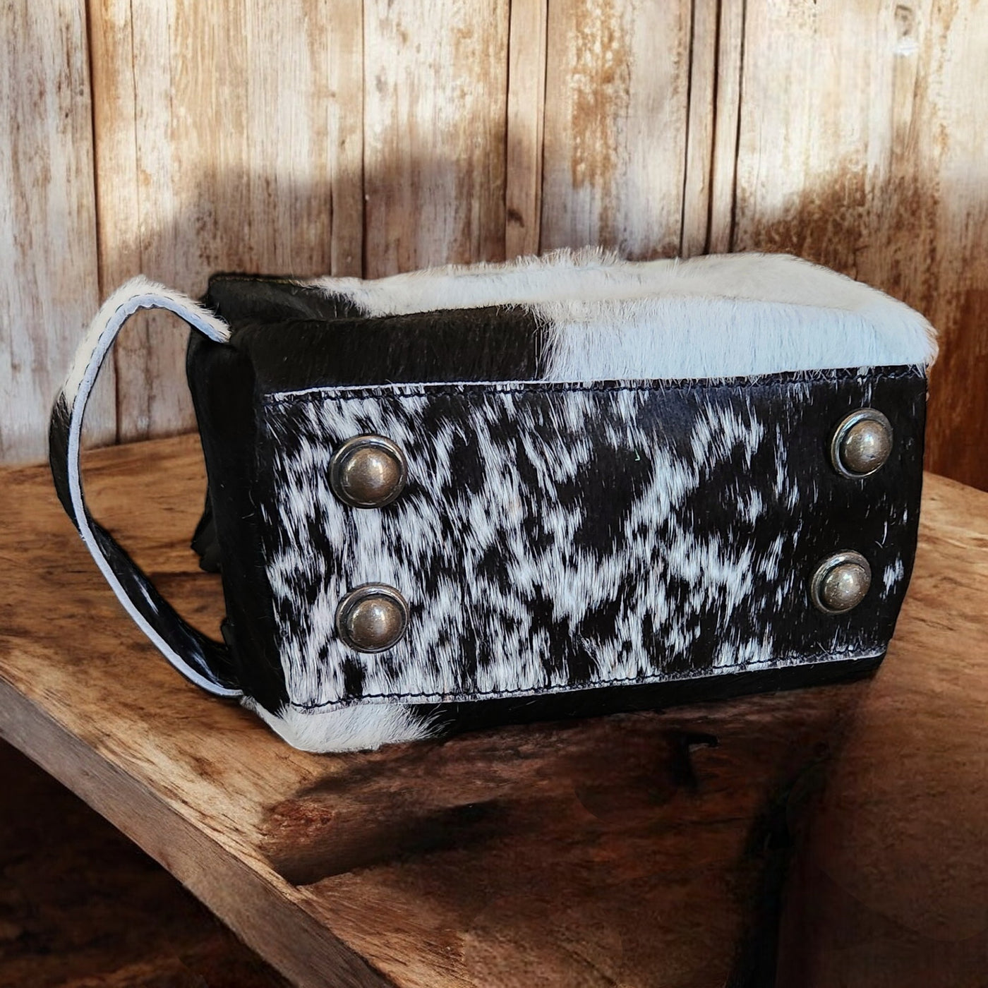 Bundle Deal Black Highlands Large Genuine Cowhide Weekender Duffel Bag+ Black Cosmetic Pouch Highlands Cowhide Makeup Bag - Ranch Junkie Mercantile LLC 