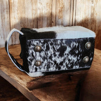 Bundle Deal Black Highlands Large Genuine Cowhide Weekender Duffel Bag+ Black Cosmetic Pouch Highlands Cowhide Makeup Bag - Ranch Junkie Mercantile LLC 