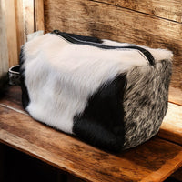 Bundle Deal Black Highlands Large Genuine Cowhide Weekender Duffel Bag+ Black Cosmetic Pouch Highlands Cowhide Makeup Bag - Ranch Junkie Mercantile LLC 