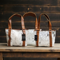 Genuine Cowhide Tote Handbag Black Cowhide Highlands Purse - Ranch Junkie Mercantile LLC 