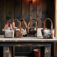 Genuine Cowhide Tote Handbag Black Cowhide Highlands Purse - Ranch Junkie Mercantile LLC 