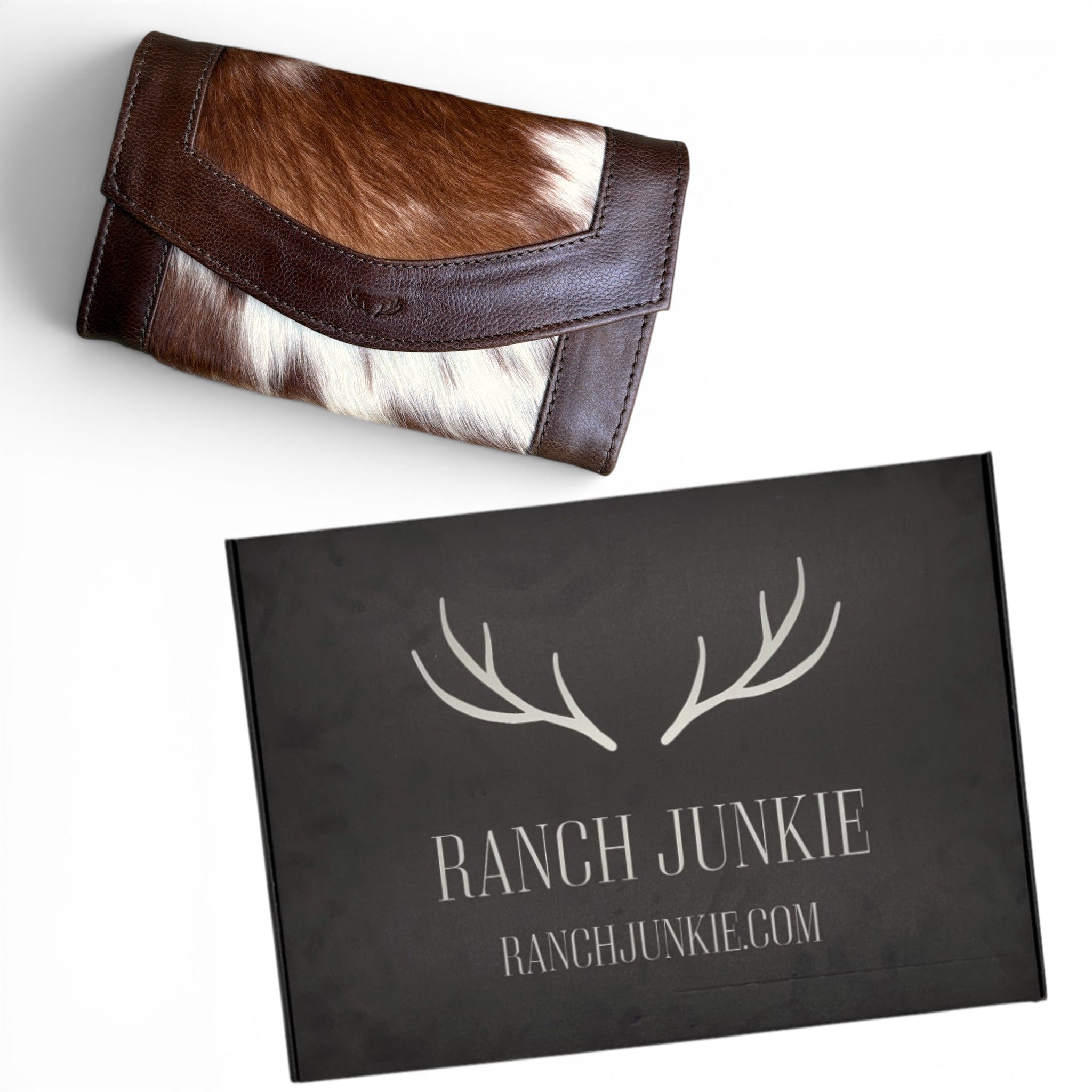 Genuine Cowhide Full Size Large Wallet-Cowhide Highlands Envelope Wallet - Ranch Junkie LLC 