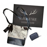 Bundle Deal Highlands Black Cowhide Crossbody Purse + Cowhide Credit Card Wallet - Ranch Junkie Mercantile LLC 