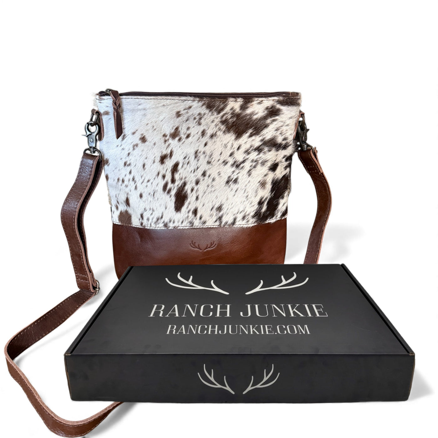 Genuine Cowhide Large Crossbody Bag Brown Leather Highlands Crossbody Purse - Ranch Junkie Mercantile LLC 