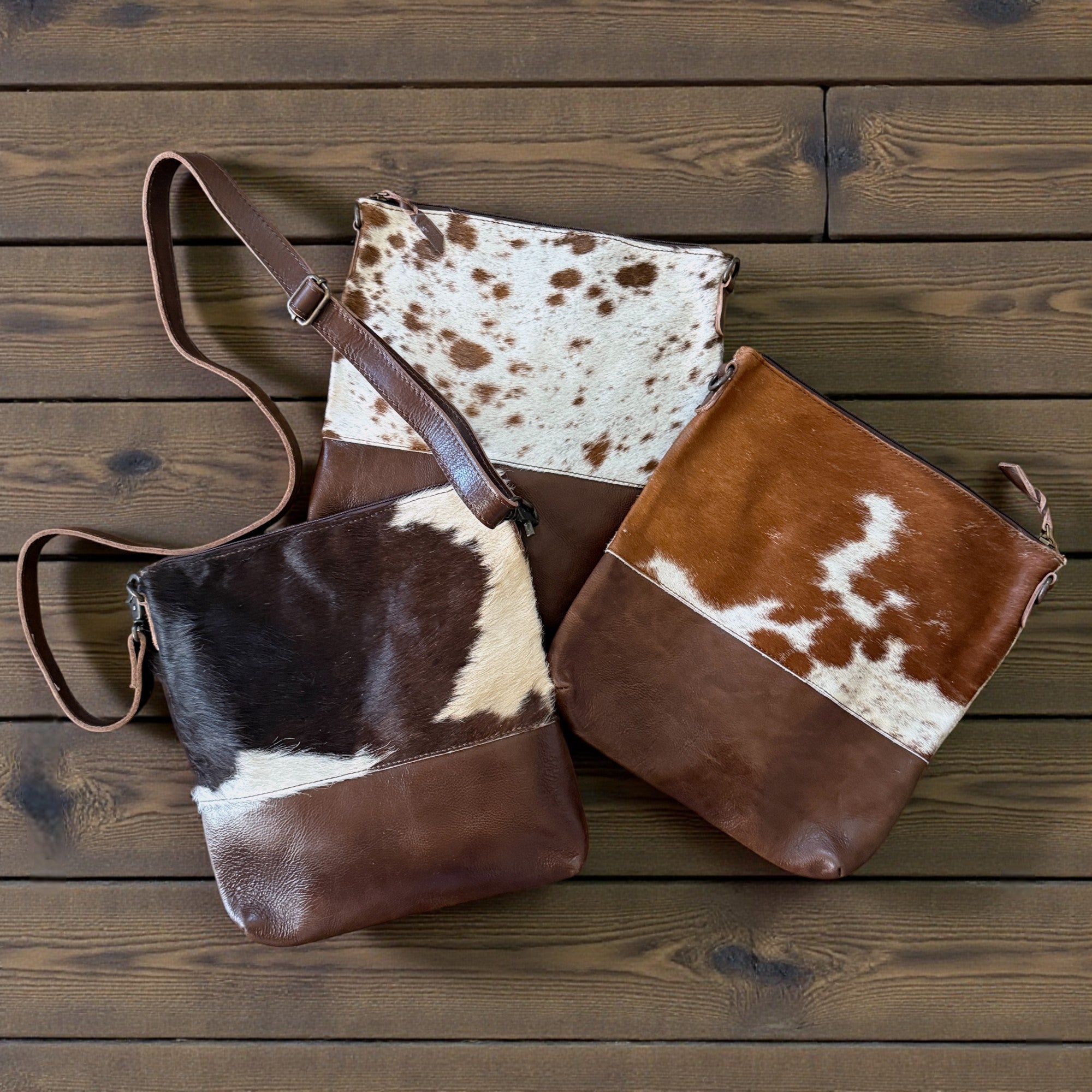 Genuine Cowhide Large Crossbody Bag Brown Leather Highlands Crossbody Purse - Ranch Junkie Mercantile LLC 
