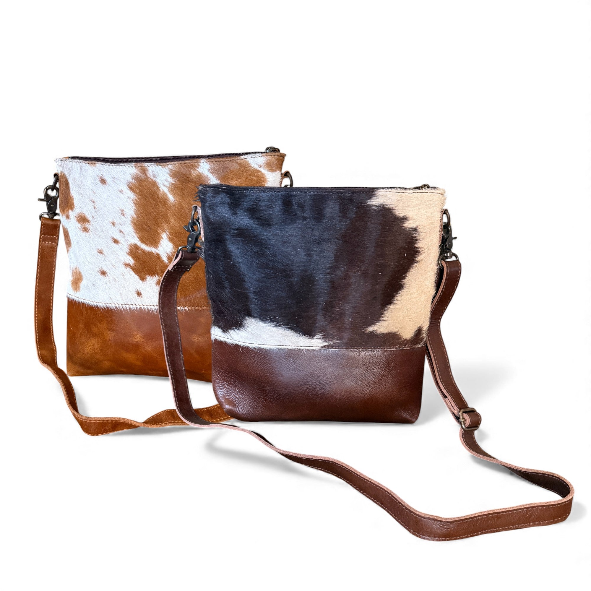 Genuine Cowhide Large Crossbody Bag Brown Leather Highlands Crossbody Purse - Ranch Junkie Mercantile LLC 