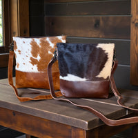 Genuine Cowhide Large Crossbody Bag Brown Leather Highlands Crossbody Purse - Ranch Junkie Mercantile LLC 