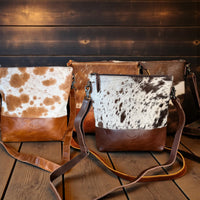 Genuine Cowhide Large Crossbody Bag Brown Leather Highlands Crossbody Purse - Ranch Junkie Mercantile LLC 