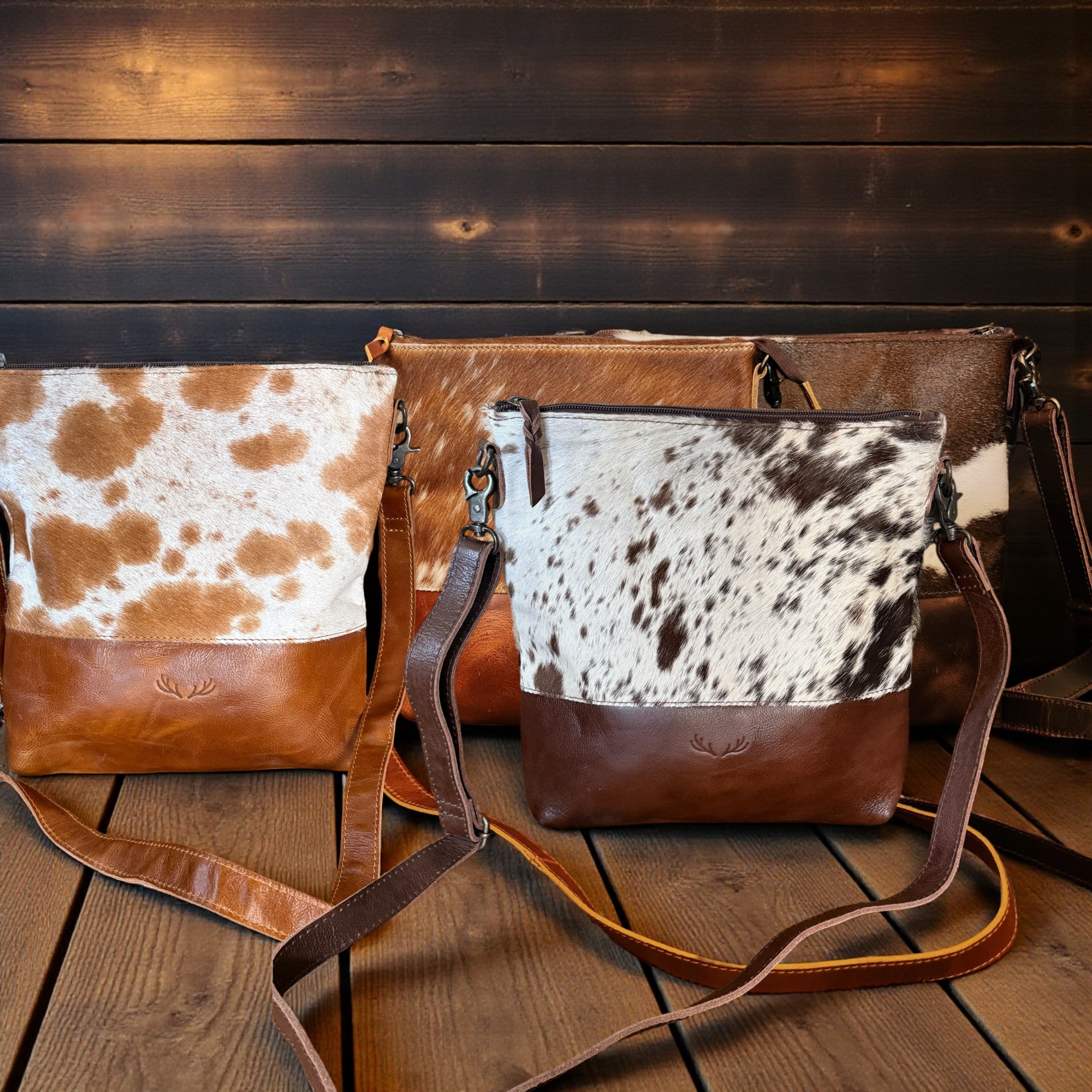 Genuine Cowhide Large Crossbody Bag Brown Leather Highlands Crossbody Purse - Ranch Junkie Mercantile LLC 
