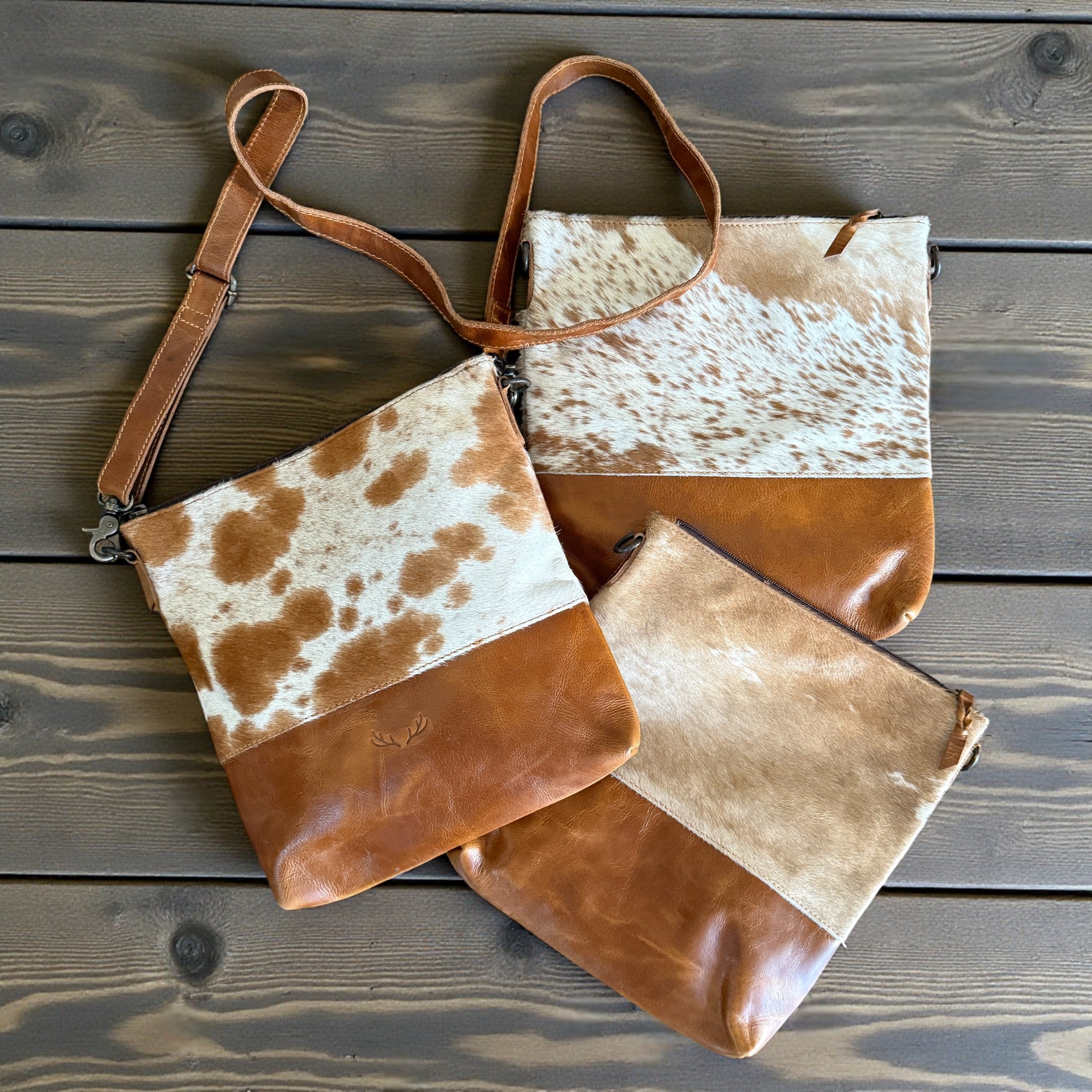 Bundle Deal- Highlands Saddle Cowhide Crossbody Bag + Wristlet - Ranch Junkie Mercantile LLC 