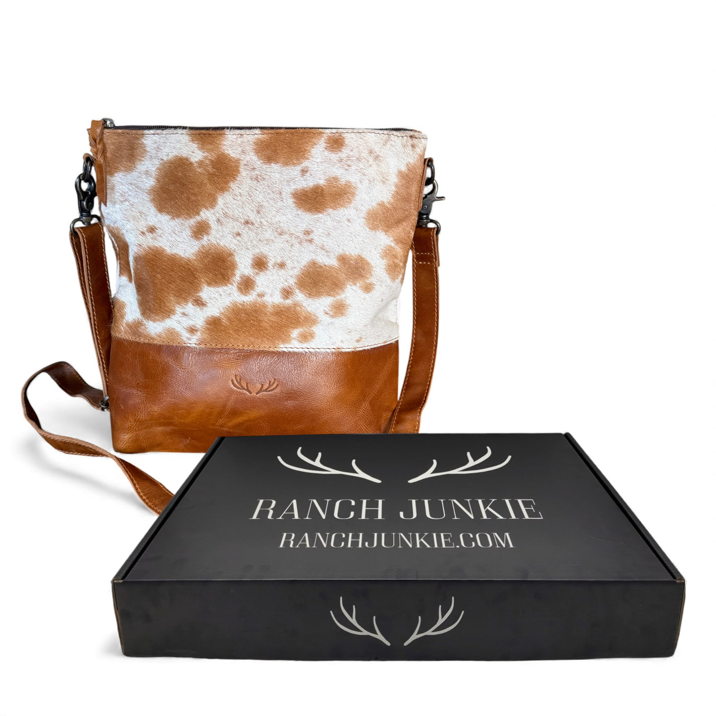 Genuine Cowhide Large Crossbody Bag Brown Leather Highlands Crossbody Purse - Ranch Junkie Mercantile LLC 