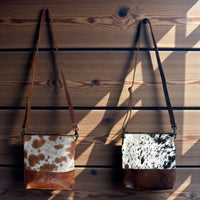 Genuine Cowhide Large Crossbody Bag Brown Leather Highlands Crossbody Purse - Ranch Junkie Mercantile LLC 