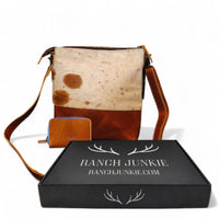 Bundle Deal Highlands Saddle Cowhide Crossbody Purse + Cowhide Credit Card Wallet - Ranch Junkie Mercantile LLC 