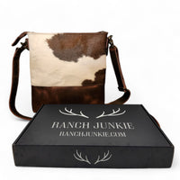 Genuine Cowhide Large Crossbody Bag Brown Leather Highlands Crossbody Purse - Ranch Junkie Mercantile LLC 