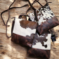 Bundle Deal Dark Vintage Brown Highlands Cowhide Crossbody Purse + Cowhide Credit Card Wallet - Ranch Junkie Mercantile LLC 