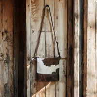 Bundle Deal Dark Vintage Brown Highlands Cowhide Crossbody Purse + Cowhide Credit Card Wallet - Ranch Junkie Mercantile LLC 
