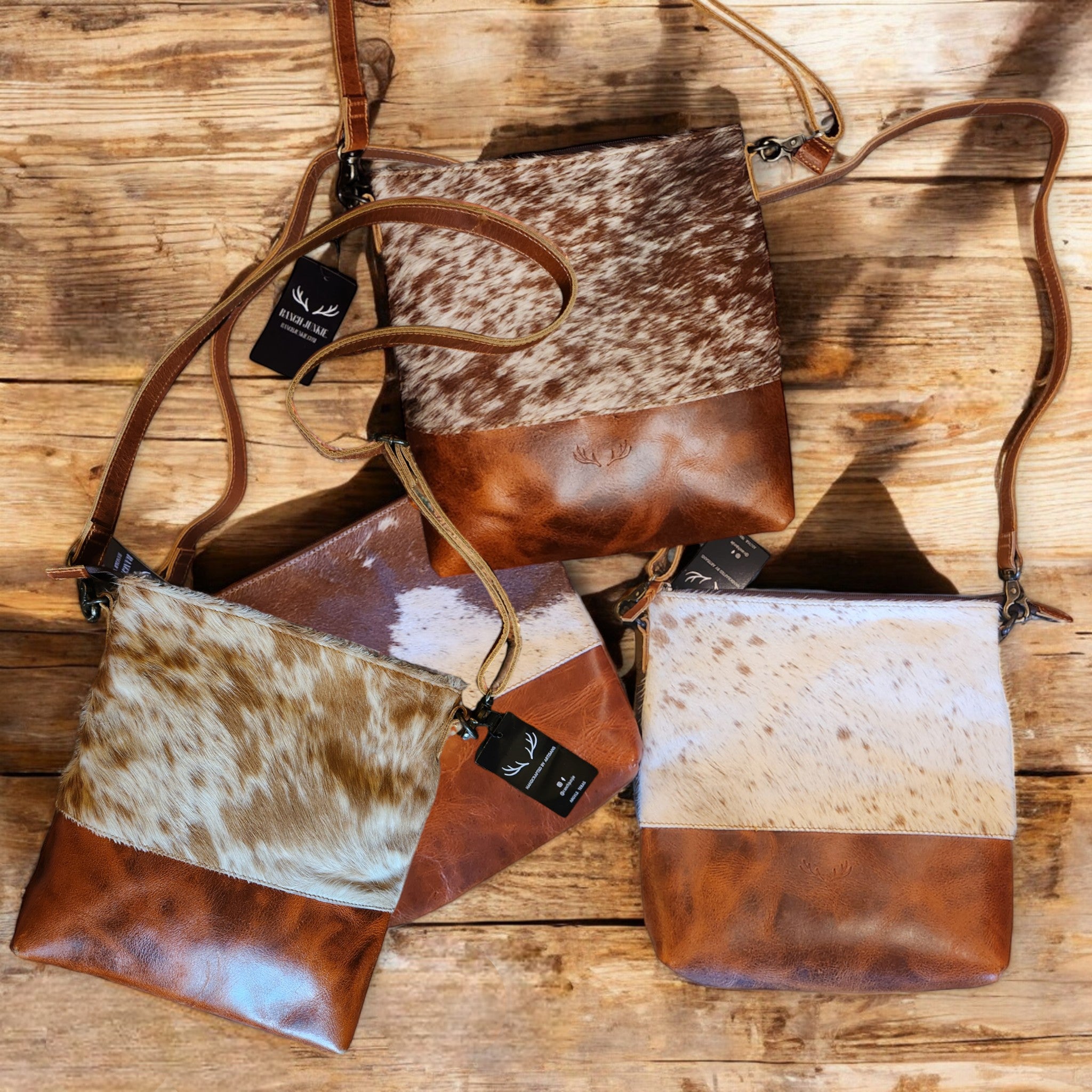 Genuine Cowhide Large Crossbody Bag Brown Leather Highlands Crossbody Purse - Ranch Junkie Mercantile LLC 