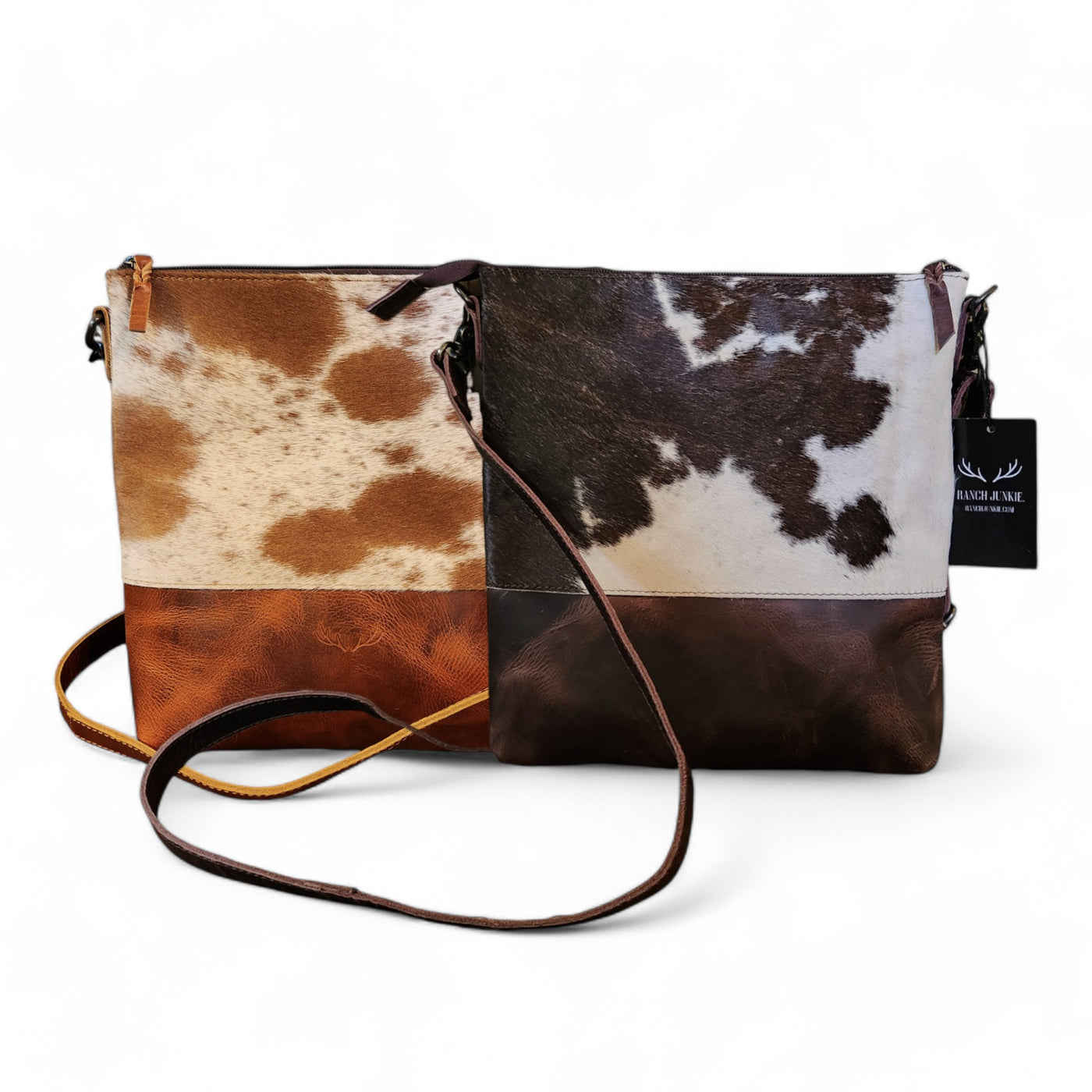 Genuine Cowhide Large Crossbody Bag Brown Leather Highlands Crossbody Purse - Ranch Junkie Mercantile LLC 
