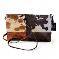 Genuine Cowhide Large Crossbody Bag Brown Leather Highlands Crossbody Purse - Ranch Junkie Mercantile LLC 