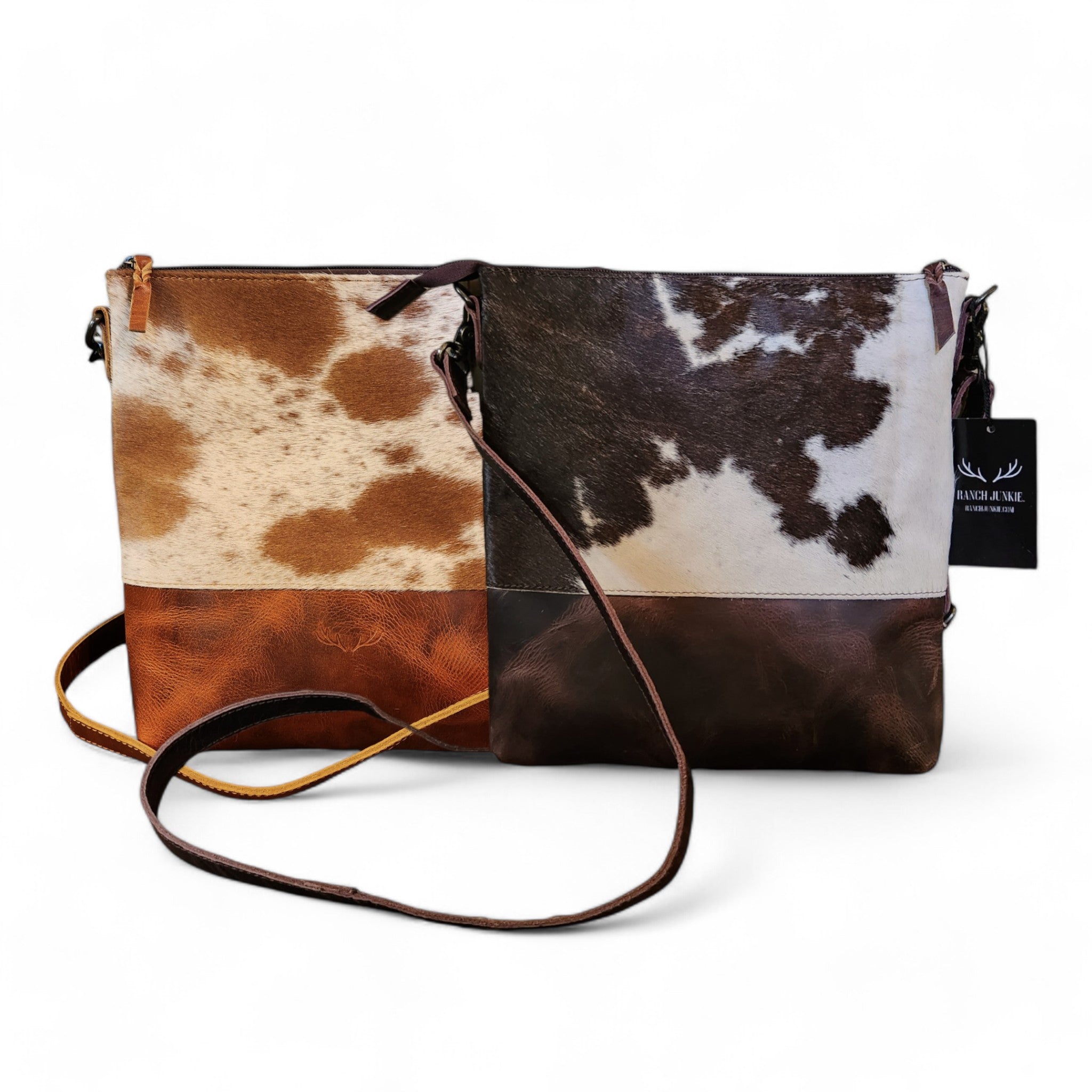 Genuine Cowhide Large Crossbody Bag Brown Leather Highlands Crossbody Purse - Ranch Junkie Mercantile LLC 
