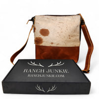 Genuine Cowhide Large Crossbody Bag Brown Leather Highlands Crossbody Purse - Ranch Junkie Mercantile LLC 
