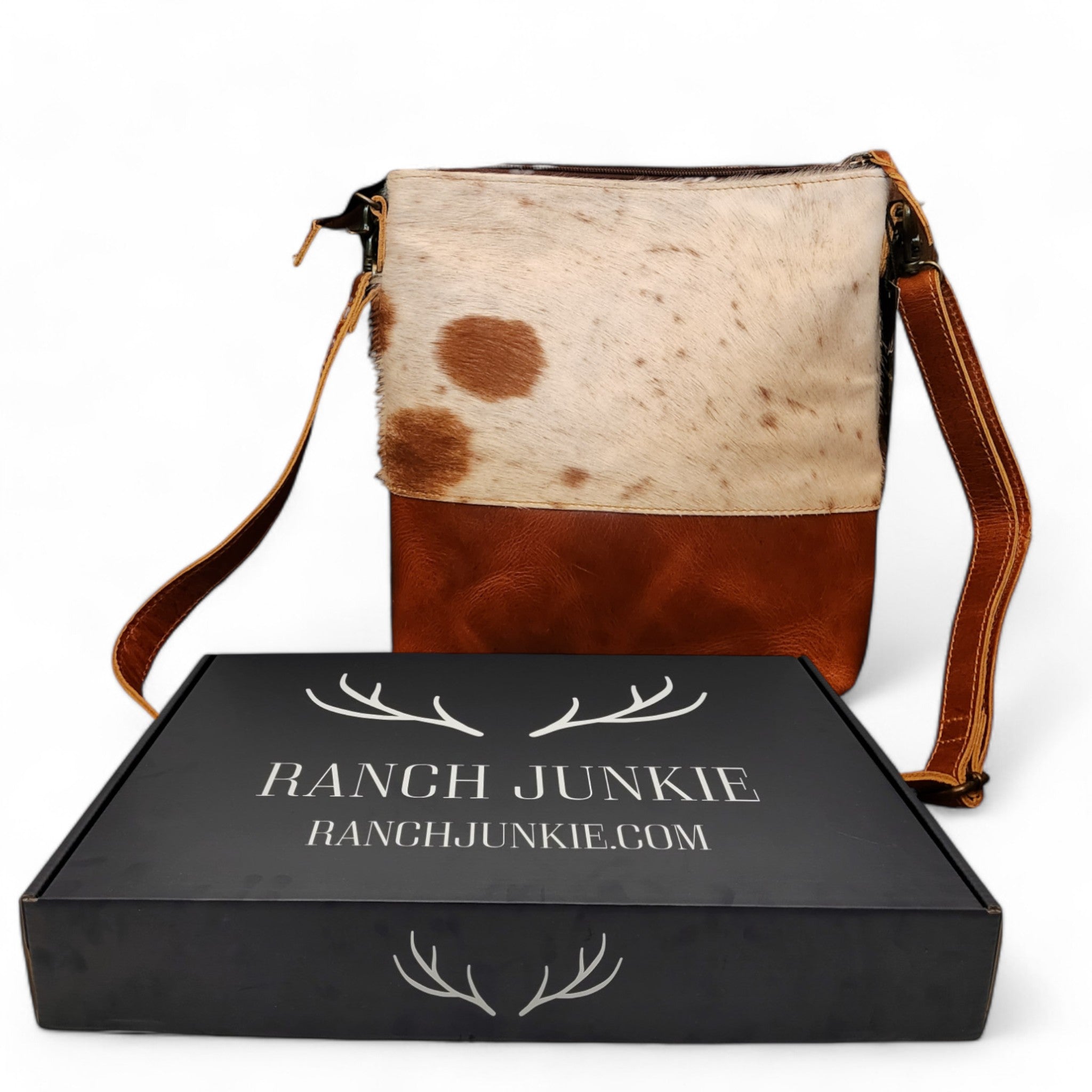 Genuine Cowhide Large Crossbody Bag Brown Leather Highlands Crossbody Purse - Ranch Junkie Mercantile LLC 