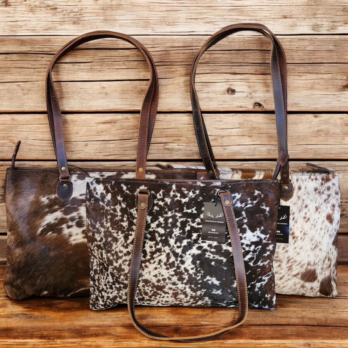 Genuine Cowhide Large Tote Highlands Cowhide Tote Bag Vintage Dark Brown - Ranch Junkie Mercantile LLC 