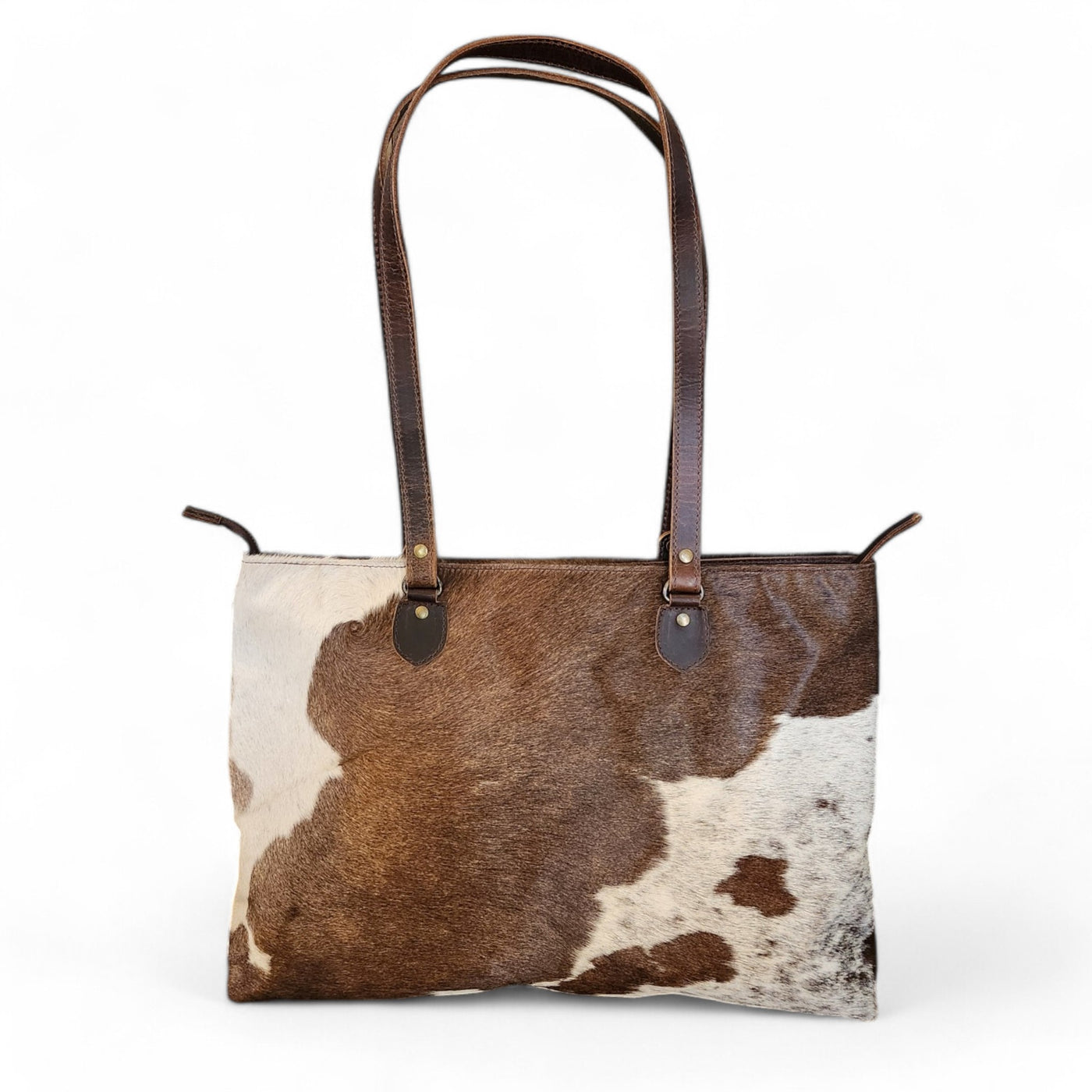 Genuine Cowhide Large Tote Highlands Cowhide Tote Bag Vintage Dark Brown - Ranch Junkie Mercantile LLC 