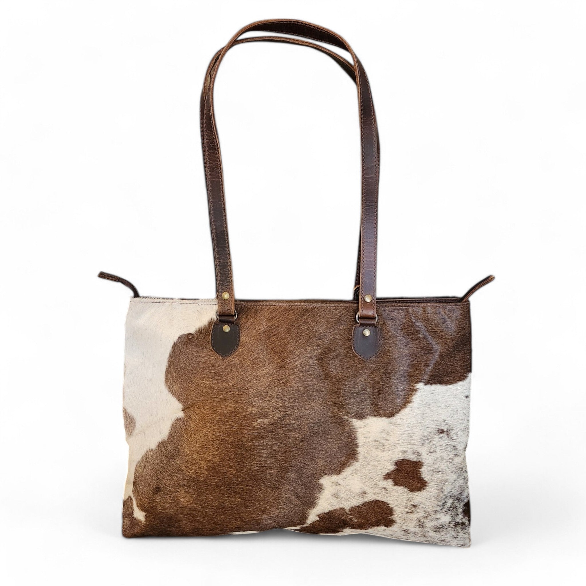 Genuine Cowhide Large Tote Highlands Cowhide Tote Bag Vintage Dark Brown - Ranch Junkie Mercantile LLC 