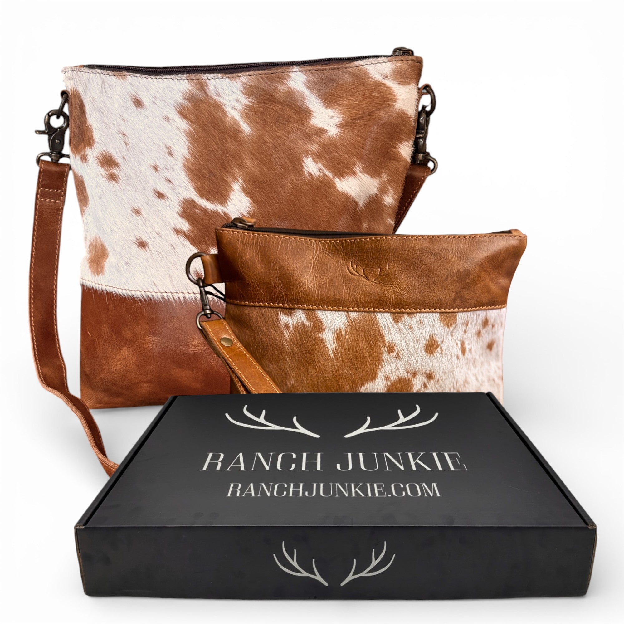 Bundle Deal- Highlands Saddle Cowhide Crossbody Bag + Wristlet - Ranch Junkie Mercantile LLC 