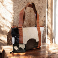 Bundle Deal Highlands Black Cowhide Tote Purse + Credit Card Wallet - Ranch Junkie Mercantile LLC 