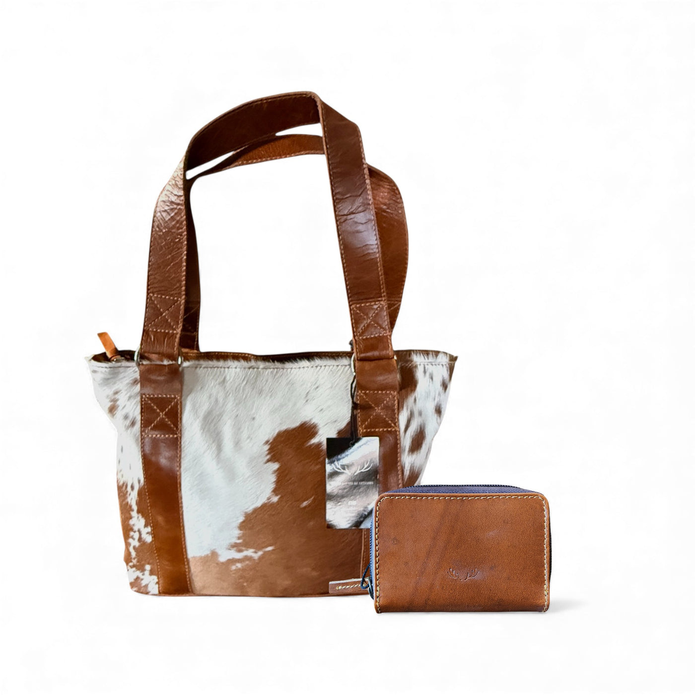 Bundle Deal Highlands Saddle Cowhide Tote Handbag + Credit Card Wallet - Ranch Junkie Mercantile LLC 