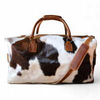 Bundle Deal Highlands Large Genuine Cowhide Weekender Duffel Tricolor + Cowhide Tote Bag - Ranch Junkie Mercantile LLC 