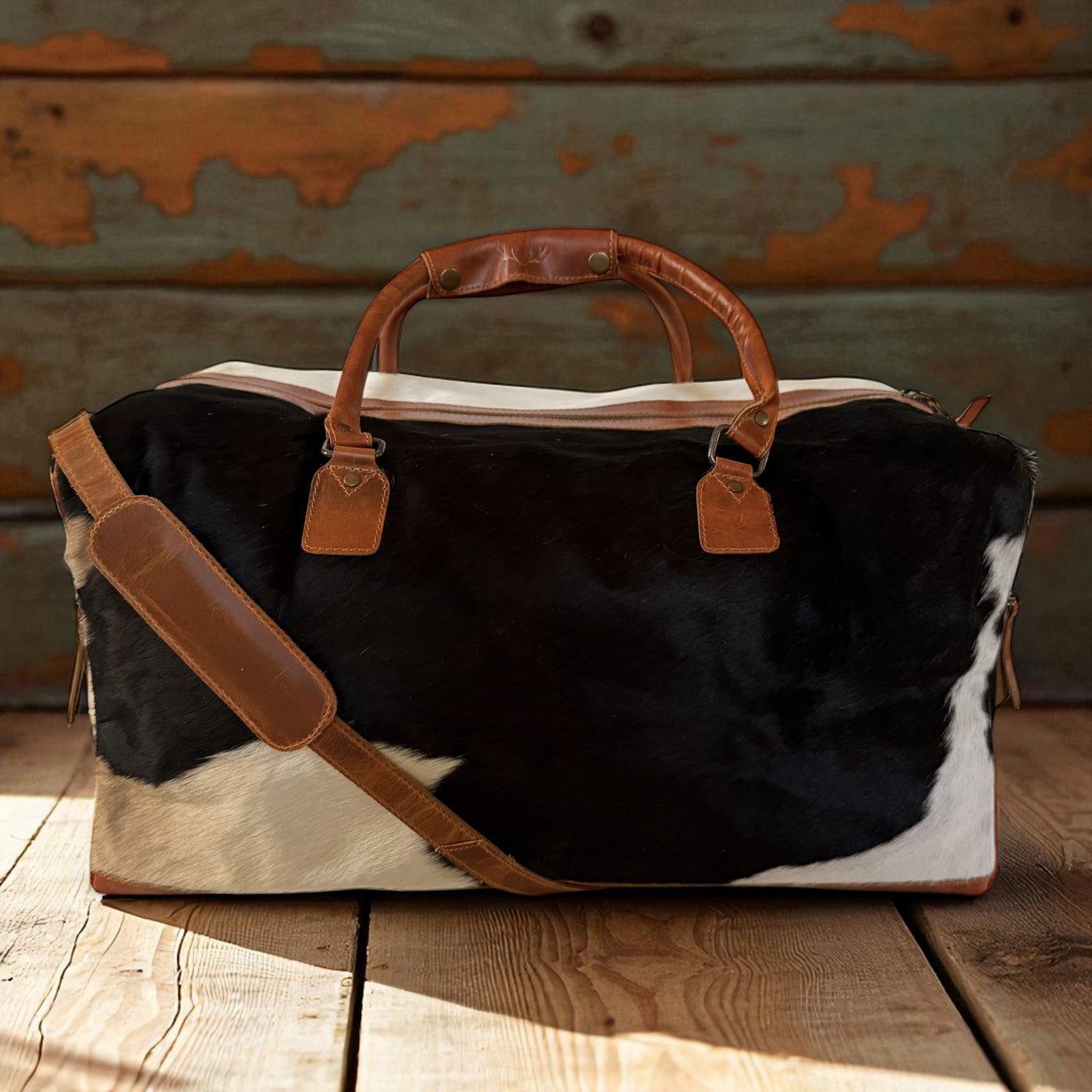 Sample Sale Highlands Large Genuine Cowhide Weekender Cowhide Duffel #4 - Ranch Junkie Mercantile LLC 