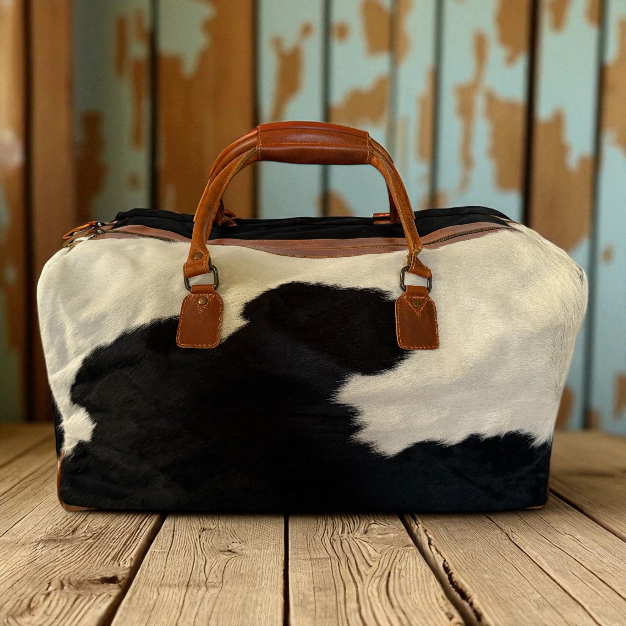 Sample Sale Highlands Large Genuine Cowhide Weekender Cowhide Duffel #4 - Ranch Junkie Mercantile LLC 