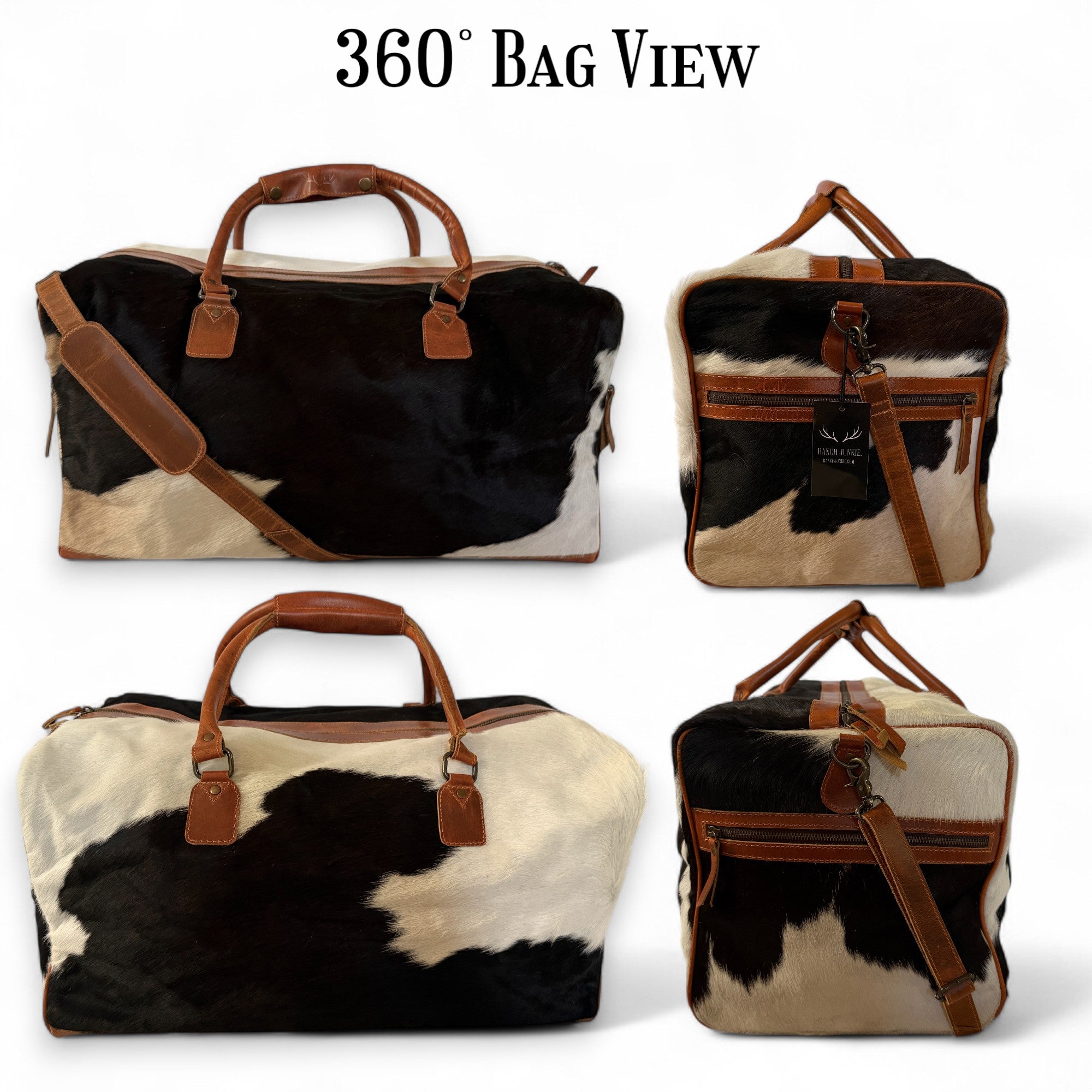 Sample Sale Highlands Large Genuine Cowhide Weekender Cowhide Duffel #4 - Ranch Junkie Mercantile LLC 