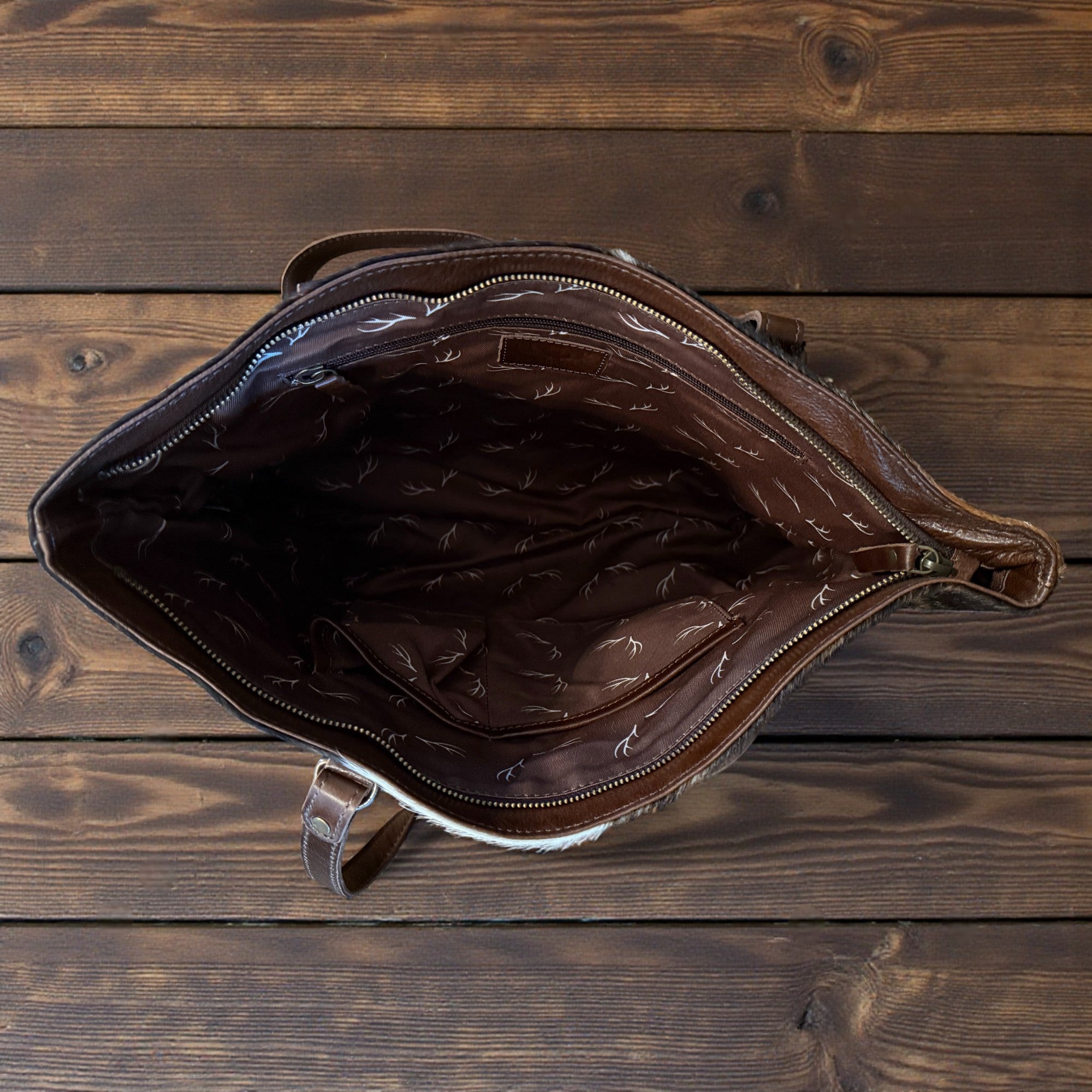 Genuine Cowhide Large Tote Highlands Cowhide Tote Bag Vintage Dark Brown - Ranch Junkie Mercantile LLC 