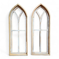 Ivory Point Farmhouse Wooden Wall Window Arches Set of 2 -3 Sizes - Rustic Cathedral Wood Windows - Ranch Junkie Mercantile LLC 