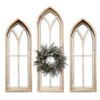 Ivory Point Cathedral Wood Window Collection - Set of 2 Medium Ivory Points + 1 Large Ivory Point  Rustic Cathedral - Ranch Junkie Mercantile LLC 