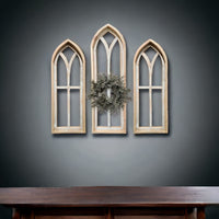 Ivory Point Cathedral Wood Window Collection - Set of 2 Medium Ivory Points + 1 Large Ivory Point  Rustic Cathedral - Ranch Junkie Mercantile LLC 