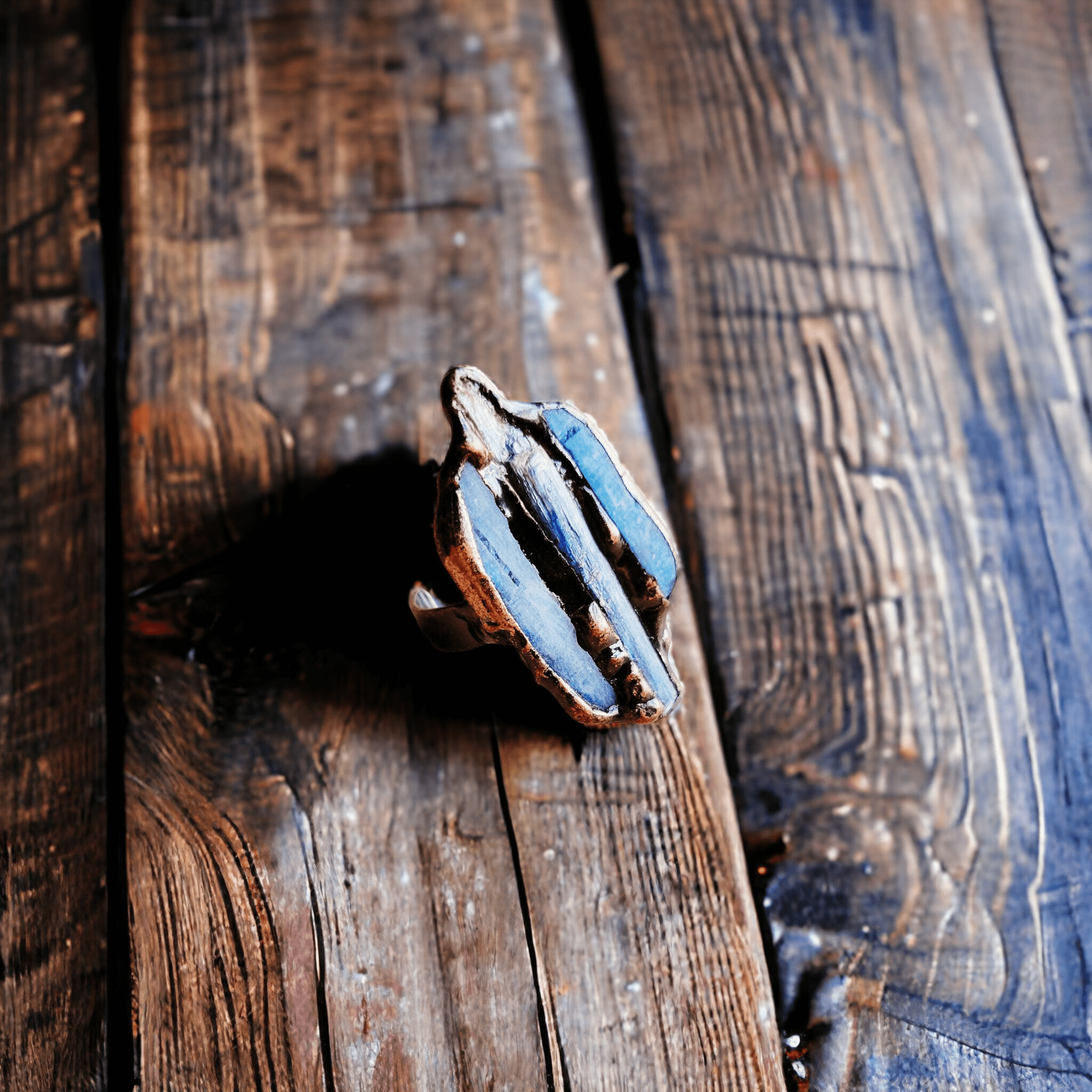 Natural Kyanite Antique Copper Ring - Ranch Junkie Mercantile LLC 