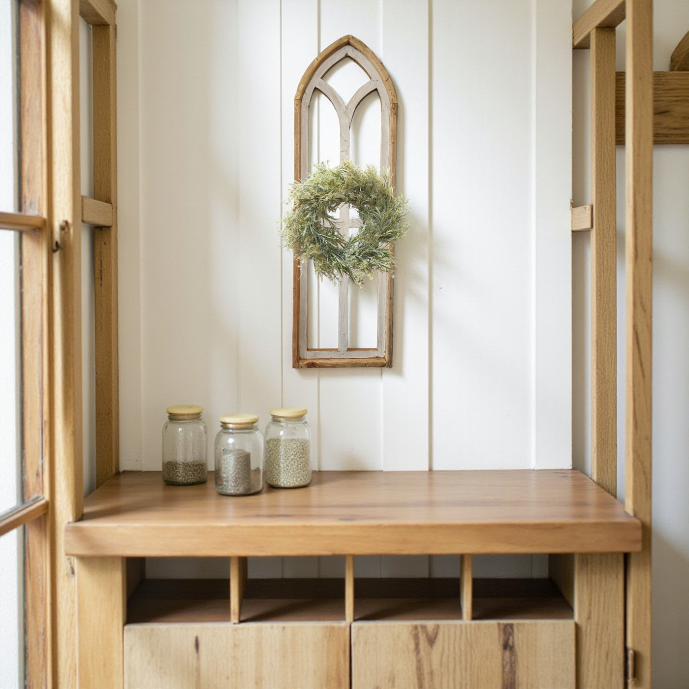 The Ivory Point Farmhouse Wooden Wall Window Arch Single -3 Sizes Cathedral - Ranch Junkie Mercantile LLC 